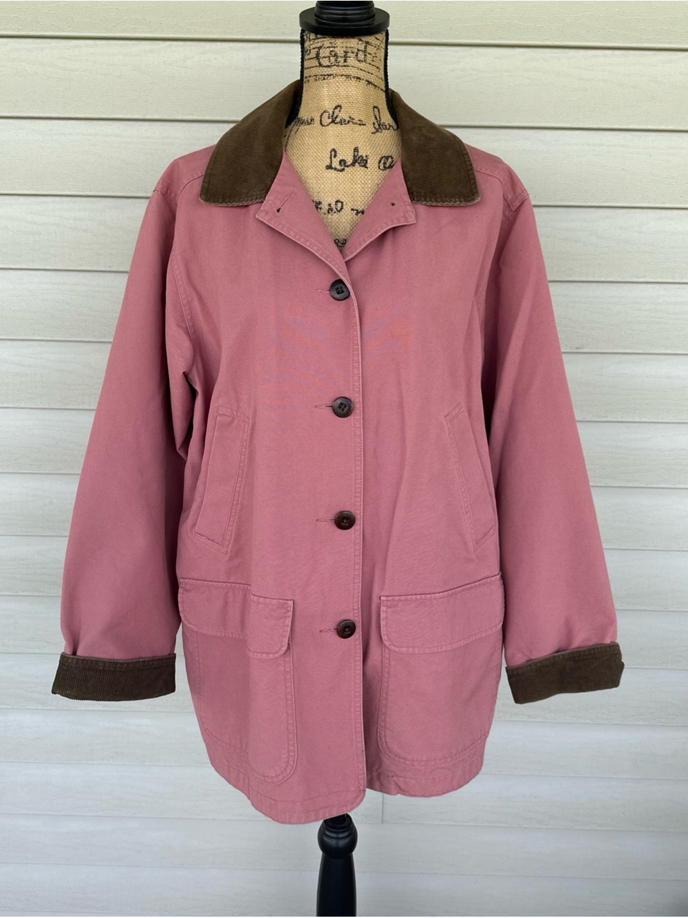 L.L. Bean Women’s Size L Pink Chore Jacket Flannel-Lined  Barn Work Coat Canvas